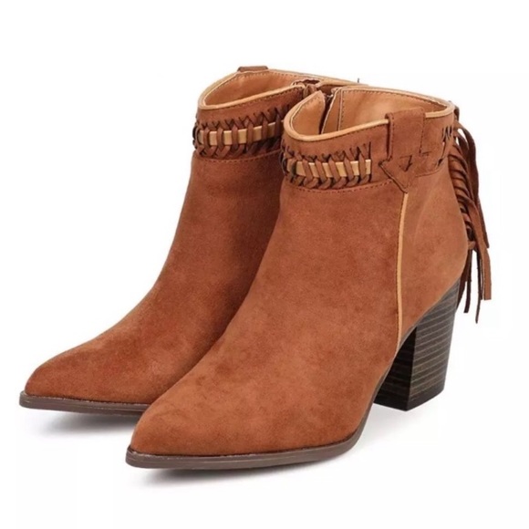 NEW Tassel Braided Booties Cowboy Camel Boots - Picture 2 of 6